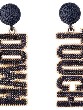 Serra Black and Gold Textured Drop Earrings
